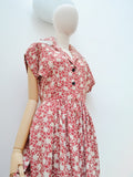 1940s Printed rayon day dress - Small