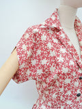 1940s Printed rayon day dress - Small