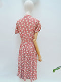 1940s Printed rayon day dress - Small