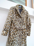 1960s Leopard print faux fur belted coat - Extra Small
