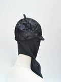1960s Black velvet & wool scarf hat