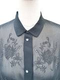 1940s Sheer embroidered blouse - Large (XL)