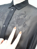 1940s Sheer embroidered blouse - Large (XL)