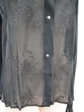 1940s Sheer embroidered blouse - Large (XL)