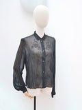 1940s Sheer embroidered blouse - Large (XL)