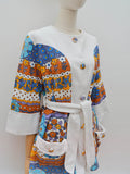 1970s Printed towelling coverup - Small Medium