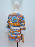 1970s Printed towelling coverup - Small Medium