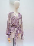1970s Lurex marbling print blouse - Large