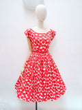 1950s 60s Printed cotton dress with pocket - Extra small Small