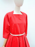 1950s 60s Red needlecord dress - Medium Large