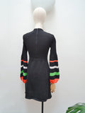 1970s Balloon sleeve jersey dress - S