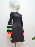 1970s Balloon sleeve jersey dress - S