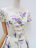 1950s Wisteria print cotton dress - Small