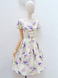 1950s Wisteria print cotton dress - Small