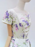 1950s Wisteria print cotton dress - Small