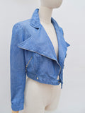 1970s Huge lapel zip front denim jacket - Extra small Small