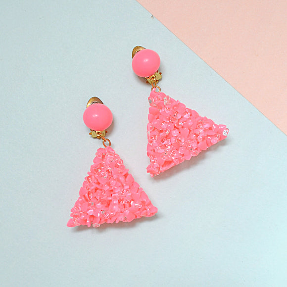 1960s Pink plastic drop earrings