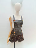 1960s 70s Vinyl & velvet romper - Extra small