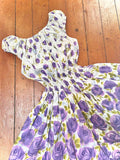 1950s Rose print skirted playsuit - Extra small Small