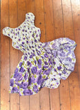 1950s Rose print skirted playsuit - Extra small Small