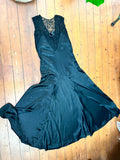 1930s Silk satin & lace dress - Extra small