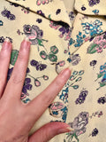 1940s Floral crepe day dress - Medium Large