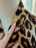 1970s Tie belt leopard plush jacket - Extra small Small