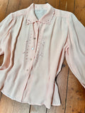 1940s Openwork embroidery crepe blouse - Large