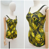 1960s Abstract print swimsuit - XXS