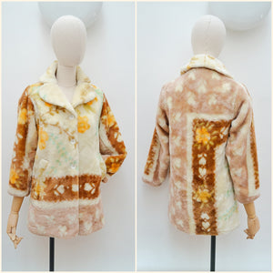 1970s Printed faux fur jacket - Extra small