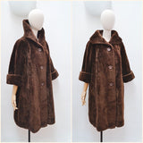 1960s Faux fur Astraka wide collar coat - Medium Large