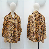 1970s Velveteen leopard print coat - Large