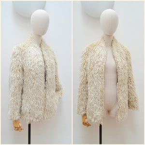 1970s Faux shaggy sheepskin jacket - Small