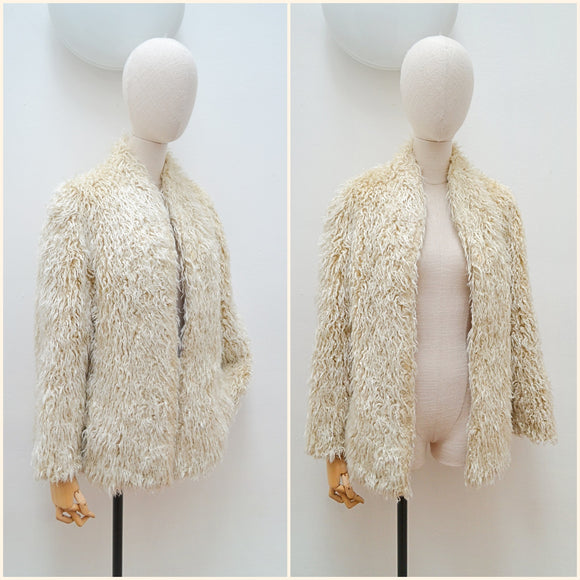 1970s Faux shaggy sheepskin jacket - Small