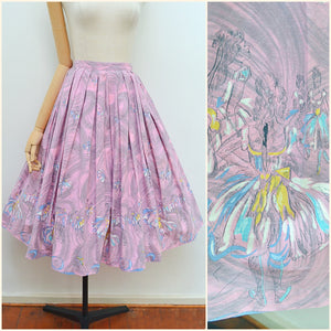 1950s Novelty ballerina print skirt - Extra small