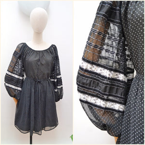 1970s Balloon sleeve dress - Medium Large