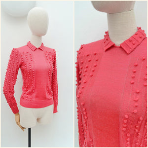 1970s Bobble knit sweater top - Extra small Small