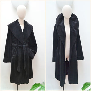 1950s Huge collar velvet coat - Medium Large tall