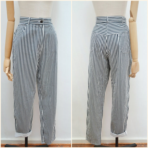 1980s Striped cotton pants - Small