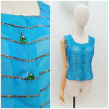 1950s Sheer lurex stripe top - Small