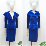 1950s Velvet skirt suit - small