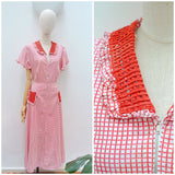 1940s Latticework zip front dress - Medium Large