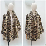 1950s Leopard print cuffed coat - Medium