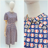 1940s CC41 Novelty print linen dress - Small