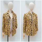 1960s Leopard print velvet jacket - Extra small Small