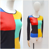1970s Skinnyrib colourblock sweater top