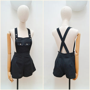 1970s Dungaree hotpants playsuit - Medium