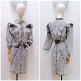 1980s Stonewash denim & leather dress - Small