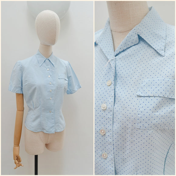1940s French cotton blouse - Small Medium