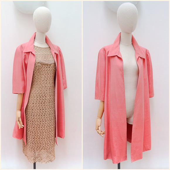 1950s Two tone pink longline jacket - Medium Large